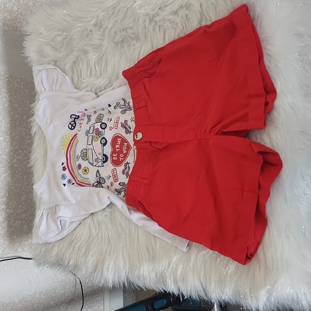 Big girls Garanimals Red shorts and white Top set
